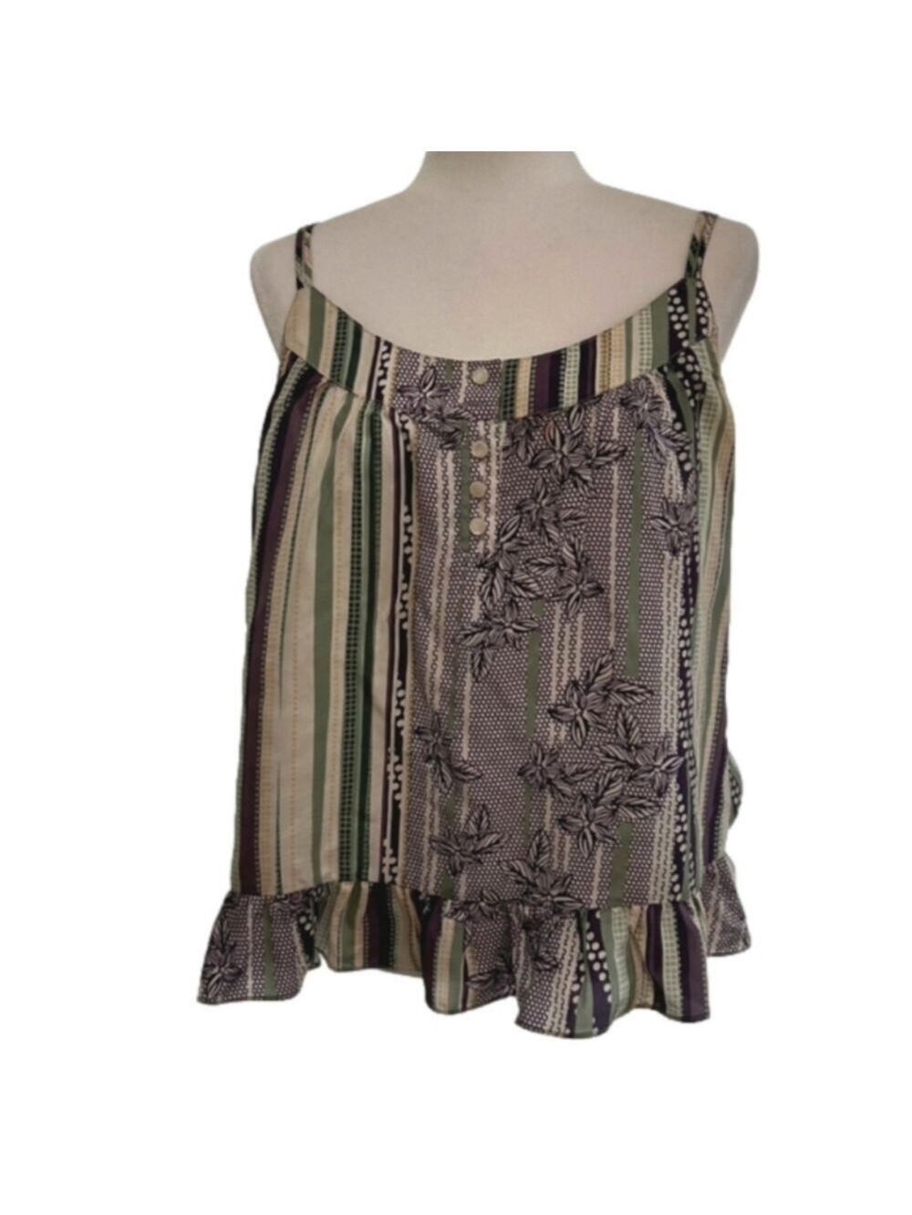 To The Max 100% Silk Floral Striped Halter Top Size L EUC